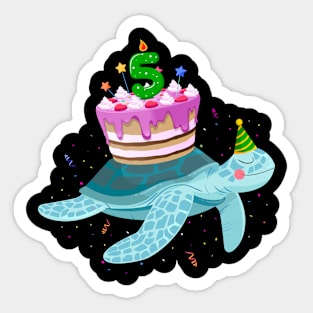 Turtle 5th Birthday 5 Years Old Turtles Reptiles Testudines Sticker